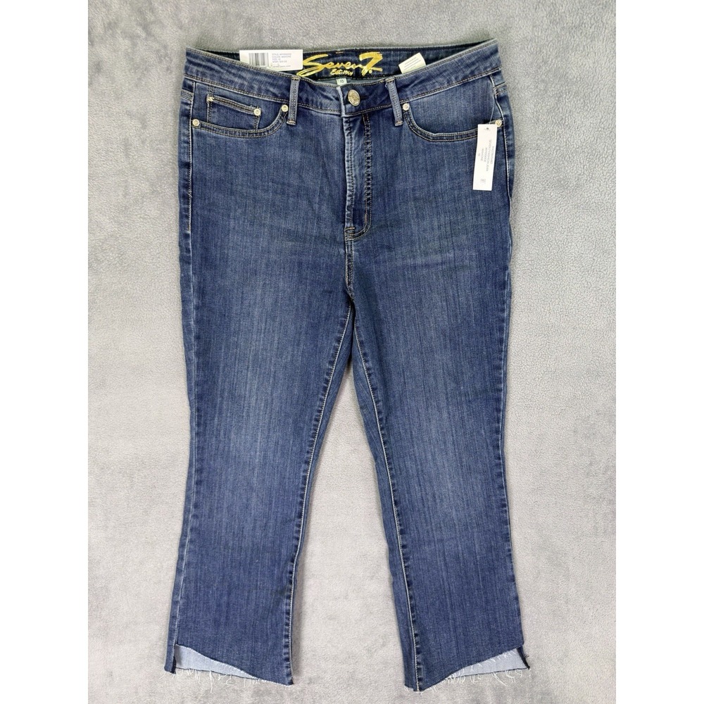 New Seven 7 Jeans Womens 10 Blue‎ Straight Slim Denim Step Hem High Rise Fashion